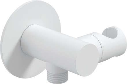 Neuesbad Series 600 wall connection elbow with adjustable shower holder, round, matt white