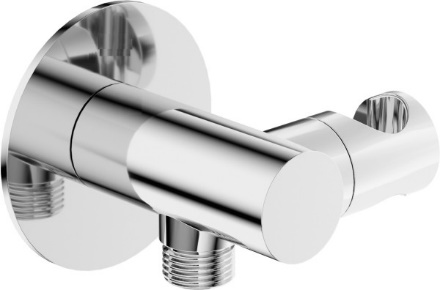 Neuesbad Series 600 wall connection elbow with integrated adjustable shower holder, round, chrome