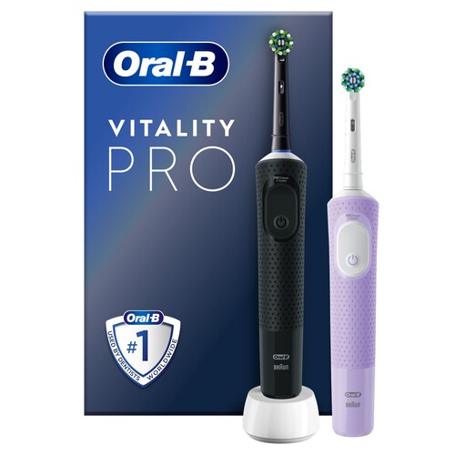 Oral-B Vitality Pro Black + Lilac Duo Rechargeable Toothbrushes