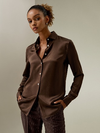 Silk Shirt with Wide Collar