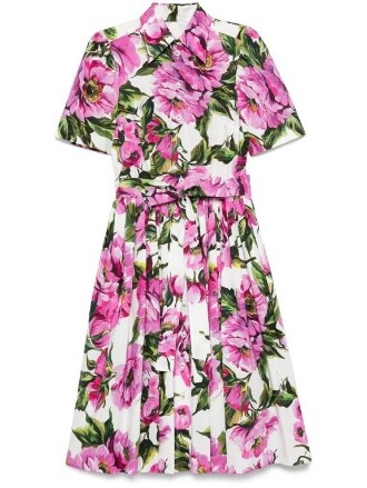 dolce & gabbana - Floral midi dress with belt at the waist